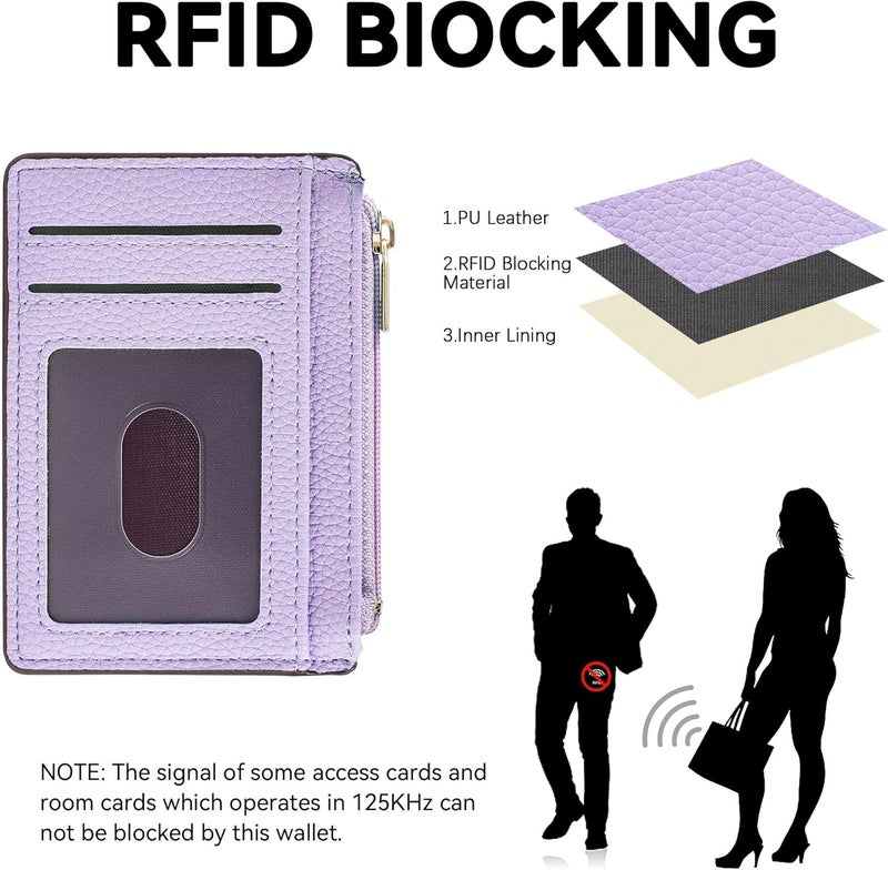 Tipmile Credit Card Holder for Women Slim Minimalist Front Pocket RFID Blocking Wallet Small Compact Card Case with ID Window, Lavender Purple - Image 2